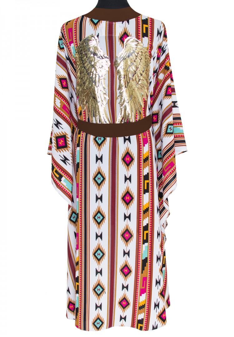 Boho - Maroon Navajo Kimono Wings (Brown) - Long