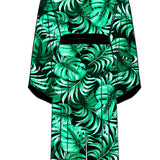 Jungle - Monstera Black / Green Maxi Split Kaftan (Black)