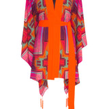 Tribal - Pink Kimono Skull (Neon Orange)