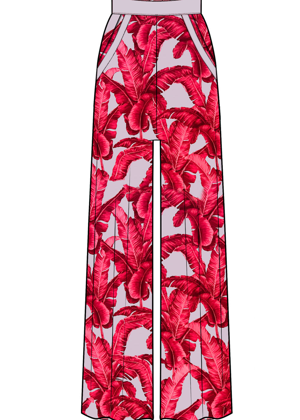 Jungle - Red / Grey Palm Pants (Grey)