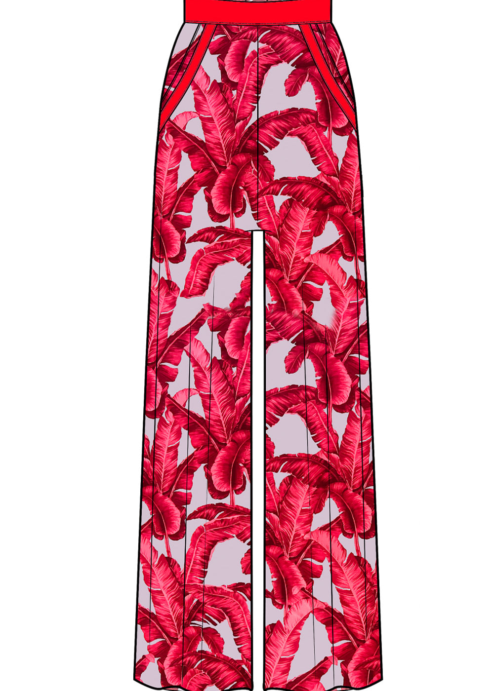 Jungle - Red / Grey Palm Pants (Red)