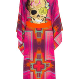 Tribal - Pink Kimono Skull (Neon Orange)