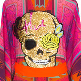 Tribal - Pink Kimono Skull (Neon Orange)