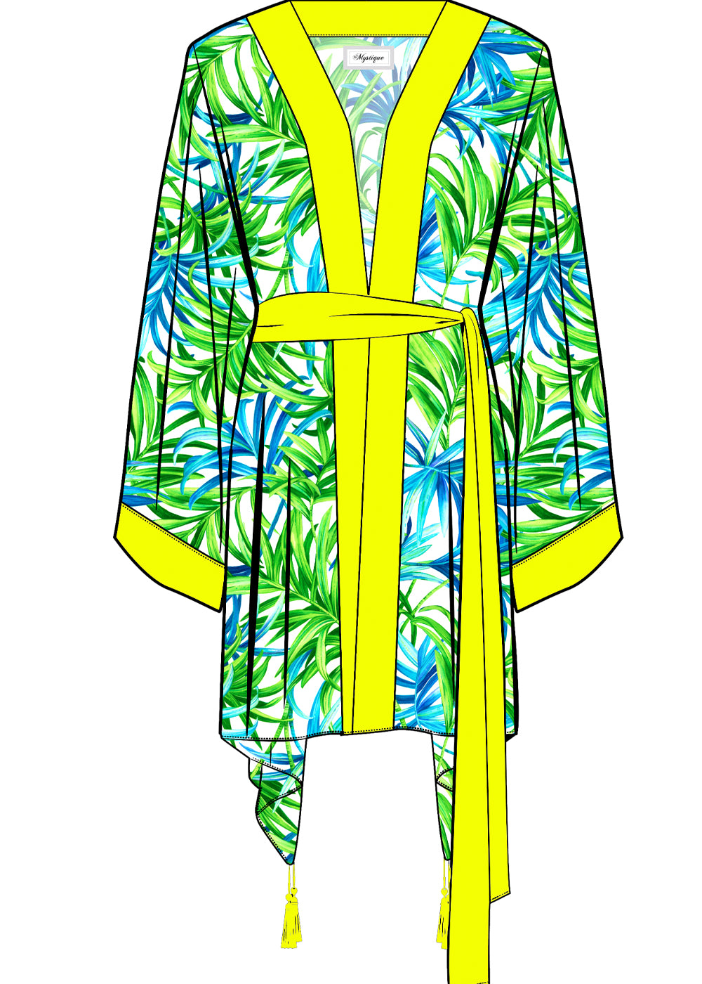 Euphoria – Paradise Palm Kimono (Neon Yellow)