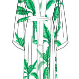 Jungle – White Palm Maxi Split Kaftan (Off-White)