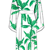 Jungle – White Palm Maxi Split Kaftan (Off-White)