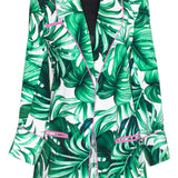 Jungle - Monstera White / Green Blazer (Neon Pink)