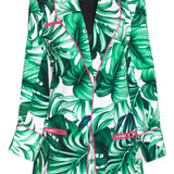 Jungle - Monstera White / Green Blazer (Neon Coral)