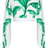 Jungle - White Palm Crop Top (Off-White)