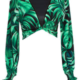 Jungle - Monstera Black / Green Crop Top (Black)