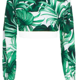 Jungle - Monstera White / Green Crop Top (Off-White)