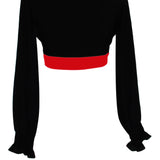 Monochrome - Black Crop Top (Red)