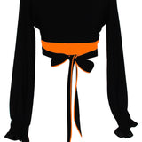 Monochrome - Black Crop Top (Neon Orange)