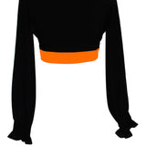 Monochrome - Black Crop Top (Neon Orange)