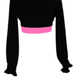 Monochrome - Black Crop Top (Neon Pink)