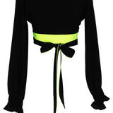 Monochrome - Black Crop Top (Neon Yellow)