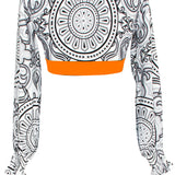 Tribal - Moon Crop Top (Neon Orange)