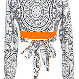 Tribal - Moon Crop Top (Neon Orange)