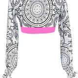 Tribal - Moon Crop Top (Neon Pink)