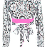 Tribal - Moon Crop Top (Neon Pink)