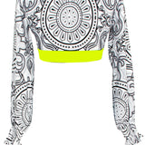 Tribal - Moon Crop Top (Neon Yellow)