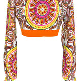 Tribal - Sun Crop Top (Neon Orange)