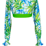 Euphoria - Paradise Palm Crop Top (Neon Green)