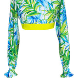 Euphoria - Paradise Palm Crop Top (Neon Yellow)