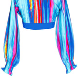 Tribal - Waterfall Crop Top (Royal Blue)