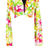 Euphoria - Floral Love Cropped Blouse (Neon Pink)