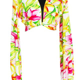 Euphoria - Floral Love Cropped Blouse (Neon Yellow)