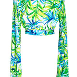 Euphoria - Paradise Palm Cropped Blouse (Royal Blue)