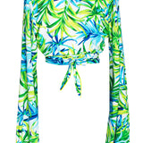 Euphoria - Paradise Palm Cropped Blouse (Neon Yellow)