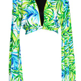 Euphoria - Paradise Palm Cropped Blouse (Neon Yellow)