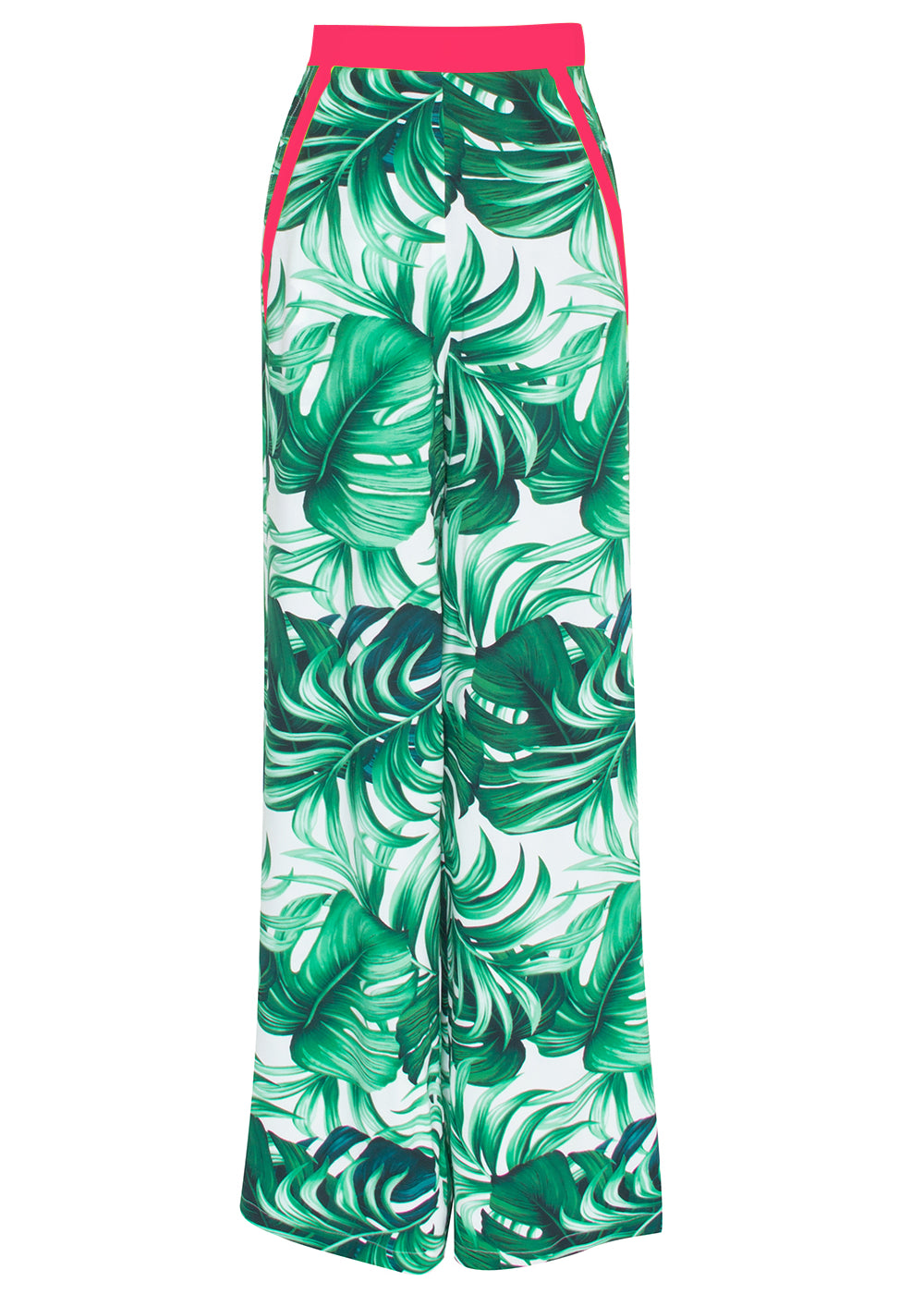 Jungle - Monstera White / Green Pants (Neon Coral)