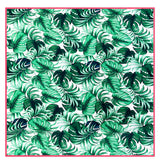 Jungle – Monstera White / Green Scarf (Neon Coral)