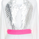 Monochrome - White Kimono Wings (Neon Pink)