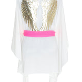 Monochrome - White Kimono Wings (Neon Pink)