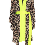 Safari - Brown Leopard Kimono (Neon Yellow)