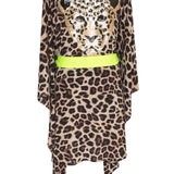 Safari - Brown Leopard Kimono Panther (Neon Yellow)