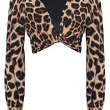 Safari - Brown Leopard Crop Top (Black)