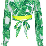 Jungle - Green Palm Crop Top (Neon Yellow)