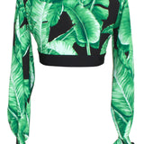 Jungle - Black Palm Crop Top (Black)