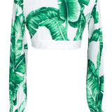 Jungle - Green Palm Crop Top (Off-White)