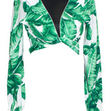 Jungle - Green Palm Crop Top (Off-White)