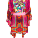 Tribal - Pink Kimono Skull (Neon Pink)