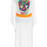 Monochrome - White Kimono Skull (Neon Orange)