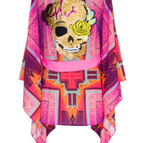 Tribal - Pink Kimono Skull (Neon Pink)