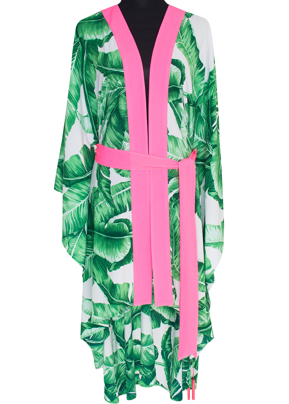 Jungle - Green Palm Kimono (Neon Pink)