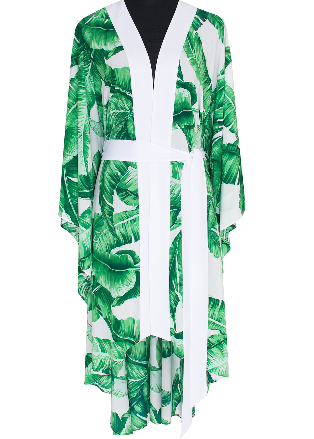 Jungle - Green Palm Kimono (Off-White)